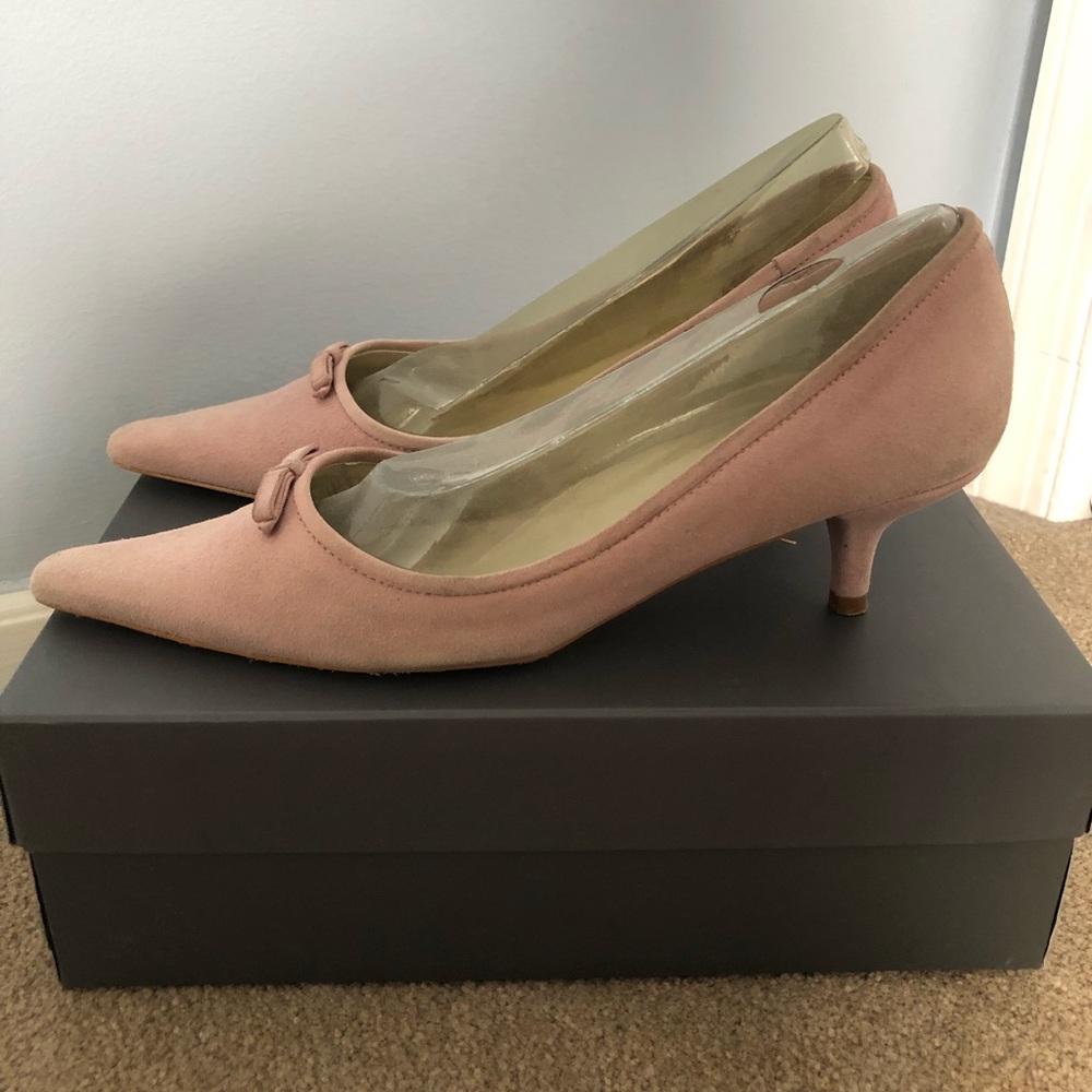 Blush suede heels